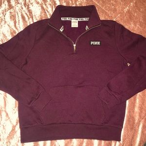 Pink quarter zip pull over sweatshirt